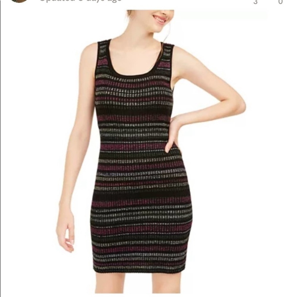 PLANET Gold Sleeveless Stripes‎ Metallic Mini Dress Sz L NWT